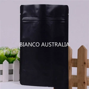 100x 150G(400ML) PLASTIC STAND UP POUCH BAG, MATTE BLACK, WITH ZIP LOCK - Picture 1 of 2