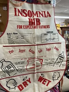 Vintage Insomnia Bib For Expectant Fathers Humorous Cotton Apron - Picture 1 of 5