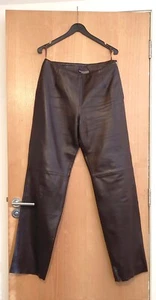 Real Leather Trousers, (Mubah, London). Size 14, W30 L33, Lined, Dark Brown - Picture 1 of 11