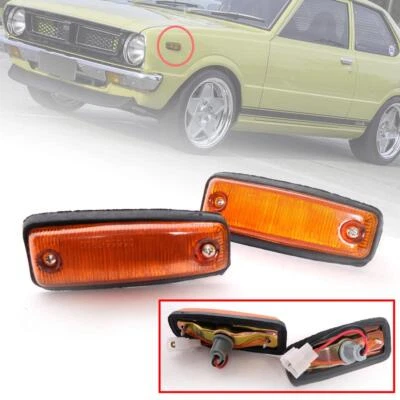 PAR DE LUCES MARCADORAS LATERALES ÁMBAR IZQUIERDA DERECHA AJUSTE TOYOTA COROLLA KE30 KE36 1974-1980  Foto 1 de 4
