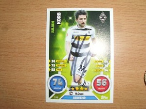 1 Match Attax Card 2016/17 Julian Basket Borussia Mönchengladbach Signed