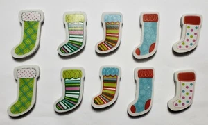 Lot of 10 Mini Assorted Holiday Christmas Stockings Rubber Pencil Eraser Small - Picture 1 of 3