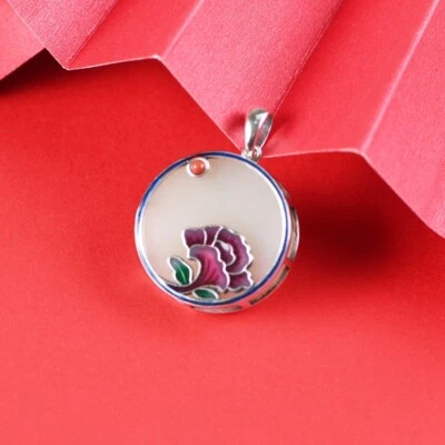 I05 Rimorchio Fiore Sur Rotonde Bianca Giada Rotondi Agata Argento Sterling 925 - Immagine 1 di 4