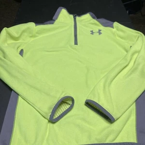 Under Armour Coldgear 1/4 Zip Pullover Sweatshirt Youth Medium Neon Green - Picture 1 of 5