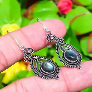 Labradorite Gemstone 925 Sterling Silver Gift Jewelry Earring 2.01" E835 - Picture 1 of 5