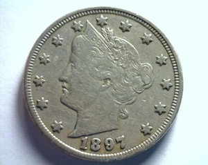 1897 LIBERTY NICKEL SEHR FEIN / EXTRAFEIN VF/XF SEHR FEIN / EXTREM FEIN SEHR FEIN SEHR GUTER ZUSTAND/EF - Bild 1 von 2