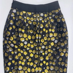 Chic Pencil Skirt with Pockets Women's Petite Size S 4 - Black Golden Polka Dot  - Picture 1 of 5