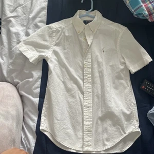 Polo Ralph Lauren Boys Button Down Shirt Short Sleeve Pony Logo White Size S - Picture 1 of 5