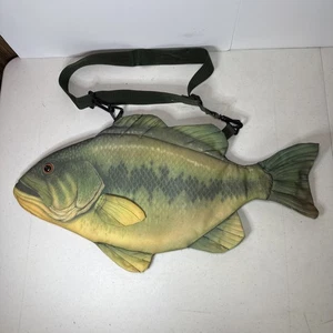 Largemouth bass Fish Shoulder Beach Tote Insulated Cooler Bag 90s 1990 vintage - Picture 1 of 9