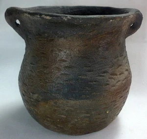 RARE Antique Navajo Strap Handled Hanging Clay Pot Crock Urn Jar Stoneware - Picture 1 of 24