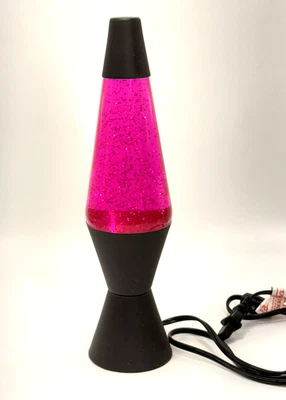 Glitter Motion Lava Lamp Hot Pink Black Base 14" Table Light Desktop Nightstand - Image 1 of 4