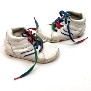 Zapato Jumping Jacks Vintage Años 90 6.5 Cuero Blanco Parte Superior Alta Arco Iris Streetwear - Imagen 1 de 7