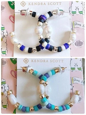 Kendra Scott Rachel Baroque Pearl & Variegated Cord Hoop Earrings, Purple / Blue - Image 1 of 3