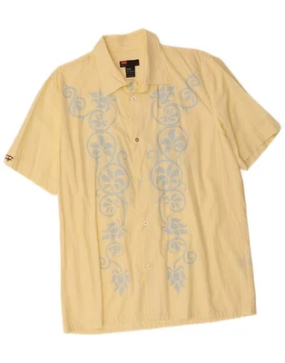 DIESEL Mens Short Sleeve Shirt XL Yellow Paisley Cotton HN12 - Image 1 of 3