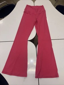 Aerie Offline Flare Leg Pants Real Me Pink Cross Over Size L High Rise Leggings - Picture 1 of 8