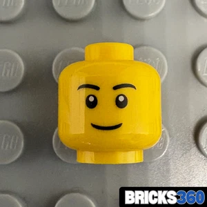 Lego New Yellow Minifigure Head Male Classic Face Smile Grin Boy Happy - Picture 1 of 3