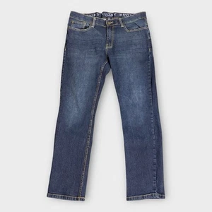 Rugby University Jeans Men 34x28 Blue Distressed Stretch Denim Straight Comfort - Picture 1 of 16