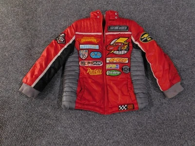 Disney Store Cars Lightning McQueen Jacket Boys 5/6 Red Puffer Racing Patches - Image 1 of 4