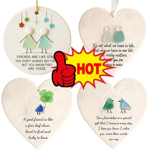 Heart-Shaped Sea Glass Friendship Decor,Fri endship Heart Ornament Gift-HOT - Picture 1 of 17