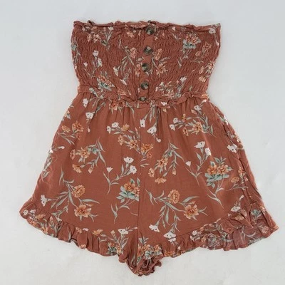 American Eagle 女式无肩带花卉缩褶连身裤 Sm Festival Boho — 第 1/4 张图片