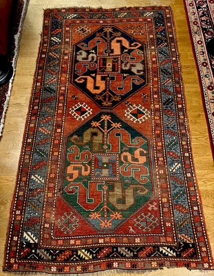 4 X 8 Armenian Antique Chondzoresk Cloudband Karabakh Caucasian Rug All Wool - Image 1 of 4
