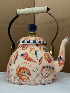 MACKENZIE-CHILD'S 2 QT COASTAL SHELL 2 QT TEA KETTLE,NEW - Picture 1 of 2