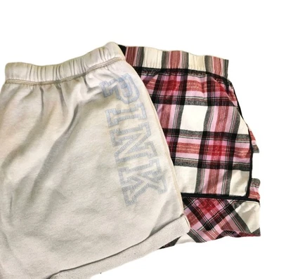 Victoria Secret Fleece Shorts Plaid Pj Shorts Both Size XL Stretch Lounge Comfy  - Image 1 of 4