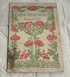 Antike Heim Handarbeit Zeitschrift Juli 1902 Kostüm Schnürsenkel alte Anzeigen Vintage Nähen Bilder - Bild 1 von 7