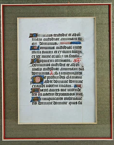 medieval illuminated manuscript page framed with glass on both sides - Picture 1 of 4