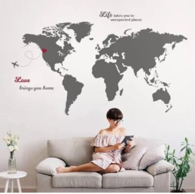 Timber Artbox Large World Map W/ Quotes 6.6ft x 4.6ft NEW! - Image 1 of 4