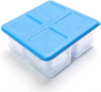 Bandeja de almacenamiento de cubitos de hielo premium con tapa - Bandeja transparente, azul/transparente  Foto 1 de 4