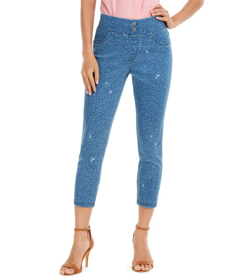 Hue Women’s High-Rise Ditsy Floral-Print Denim Skimmer Leggings (Indigo Blue) - Image 1 of 1