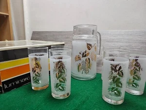 VINTAGE LUMINARC SERVICE AMSTERDAM JUG & 6 GLASSES boxed - Picture 1 of 5