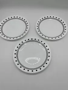Corelle CITY BLOCK Black White Plates 7 Inch, Set of 3 Appetizer Plates - Picture 1 of 4