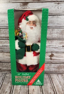 Vintage HOLIDAY CREATIONS 14” Imbottito Vacanze Babbo Natale Posable Braccia Gambe NUOVO - Foto 1 di 7