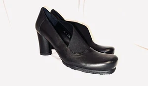 BRAND NEW Audley London Black LEATHER SIZE- 39.5 US-9.5 BEAUTIFUL 3.25" HEELS - Picture 1 of 12