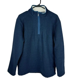 Orvis Men's Pullover Sweater Medium Blue Sherpa Fleece Lined 1/4 Zip Sweatshirt - Picture 1 of 9