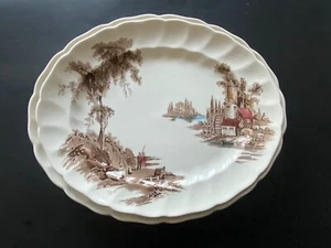 2  PCs Johnson Bros ironstone oval “ The Old Mills” Platters 11” & 11 3/4” Wide - Imagen 1 de 5