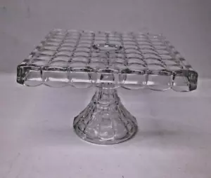 Soporte para pastel de constelación cuadrado de vidrio de Indiana de 10"" de colección con pozo de ron - Imagen 1 de 8