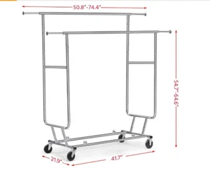 Heavy Duty Adjustable Collapsible Double Rail Garment Rolling Rack  - Picture 1 of 1