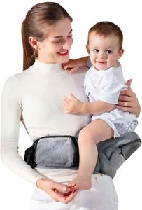 Ergonomic Baby Hip Seat Carrier with Storage Pouch - Gray - Picture 1 of 5