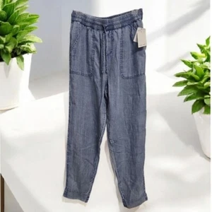 Splendid Chambray Pants Drawstring Waist Casual Lightweight Blue S MSRP $178 NWT - Picture 1 of 8