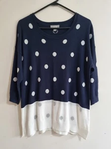 Sussan Womens Navy/White Spot 3/4 Sleeve Jumper Size M - Picture 1 of 4