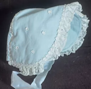 Gorro de bebé de pana azul vintage UU389 - Imagen 1 de 3