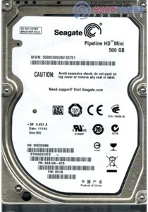 ST9500323CS Seagate PIPELINE HD 500GB 5.4K RPM 3Gb/s 2.5" SATA LAPTOP Hard Drive - Picture 1 of 1