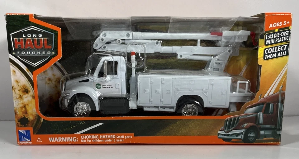 Utility Bucket Truck Diecast 1 43 by newRay #15913 Blank White Long Haul Ser