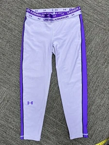 Under Armour Fitted Logo Leggings Youth Girls Size YL Purple Compression - Picture 1 of 11