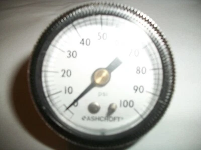 ASHCROFT 100 PSI, 1 1/2" MALE 1/8" NPT BACK MOUNT,DRY PRESSURE GAUGE # 1508 - Image 1 of 4