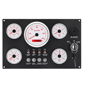 5 Gauge Set with Instrument Panel Tachometer 0-6000 RPM For Marine Boat Yacht - Picture 1 of 10