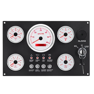 5 Gauge Set with Instrument Panel Tachometer 0-6000 RPM For Marine Boat Yacht - Image 1 of 4